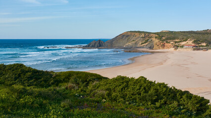 Praia da Amoreiral. The western coast of Algarve in Portugal