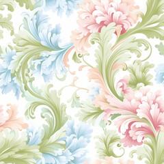 Fototapeta na wymiar Rococo Ethereal Pastel Elegance: Seamless Pattern
