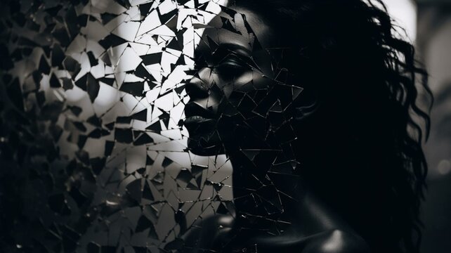 Portrait of a woman with fragmentation