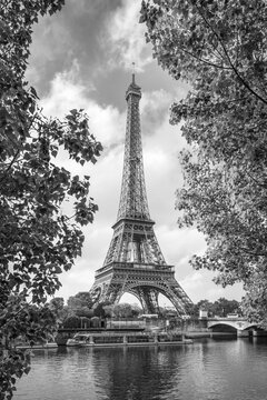 Eiffel Tower in black and white, Paris, France