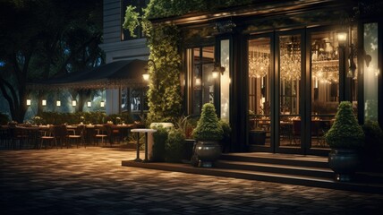 a luxury cafe, adorned with ornate decor and exquisite lighting. The composition conveys the opulent atmosphere of high-end dining.