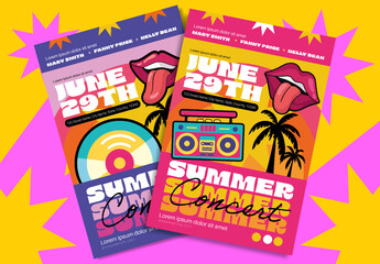 Fototapeta Retro Summer Concert Poster Layout obraz