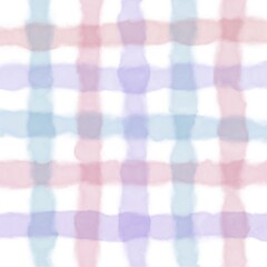 Pink Purple Blue Gingham Check Hand Drawn Background