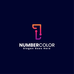 Vector Logo Illustration Number 1 Gradient Colorful Style