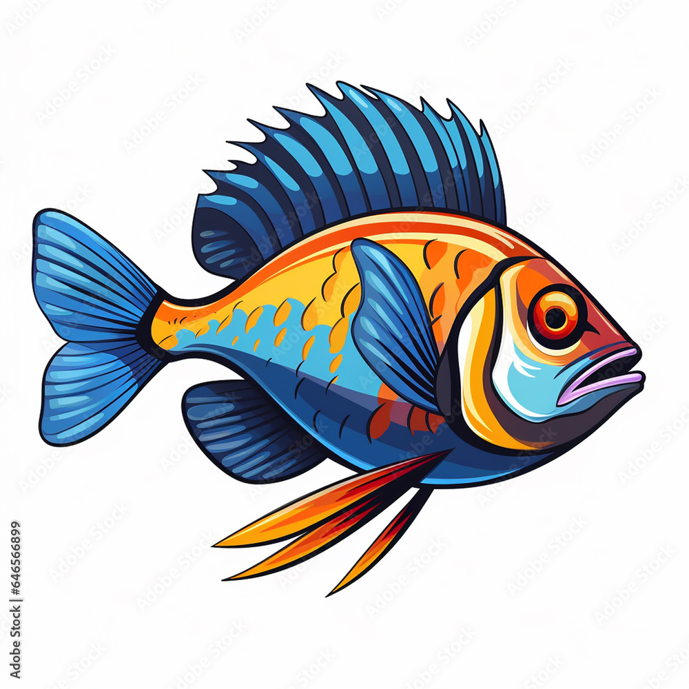 Wall mural Betta fish drawing for educational posters - Wall murals