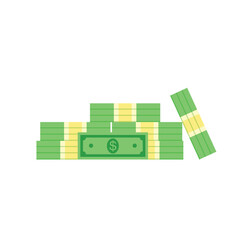 Stack of money. Pile of dollars. Banknotes heap. Vector illustration in a modern flat style isolated on white background.