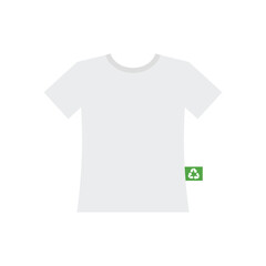 Recycle clothes. T-shirt with recycling symbol. Green icon. Vector illustration in a flat style isolated on white background.