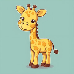 Small cute cartoon smiling giraffe