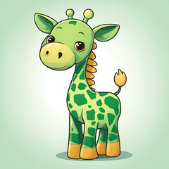 Naklejka premium Small cute cartoon smiling giraffe