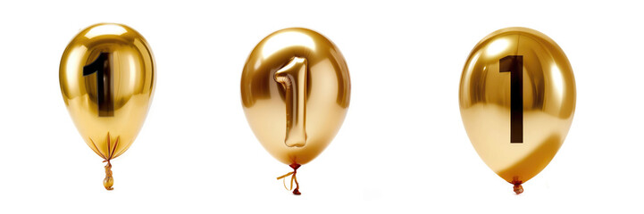Number 1 made from balloon for Happy birthday , Isolated On Transparent, PNG