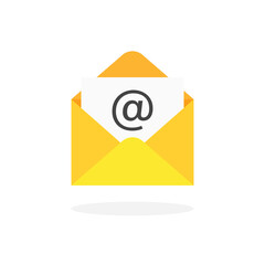 Email open envelope icon. Mail or inbox symbol. Vector illustration isolated on white background.