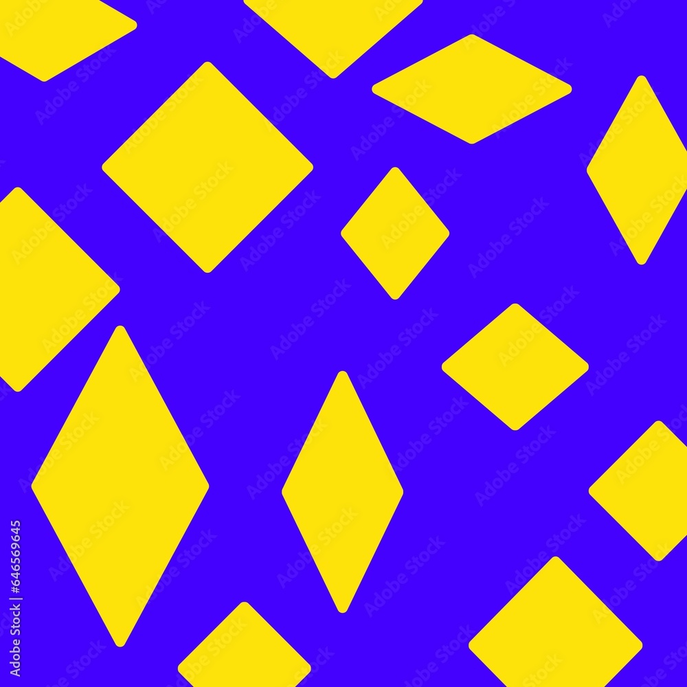 Wall mural Yellow diamond pattern on blue background