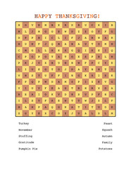 Happy Thanksgiving word search