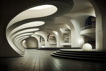photo of complex modern luxury futuristic architecture 