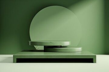 3d display product with geometric podium platform pedestal green scene