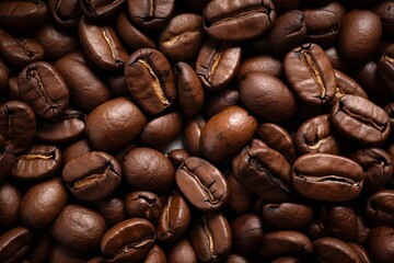 Obraz premium roasted coffee beans close up frame background wallpaper