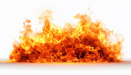 Primer plano de una hoguera ardiente. Ai generado.
Llamas y fuego aislados sobre fondo blanco.