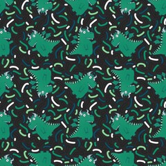 Cartoon animals seamless dragon pattern for wrapping paper and fabrics and linens and kids clothes print