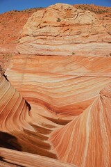 Striated Rock Layers in The Wave, Arizona Desert Landscape