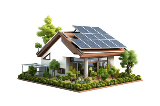 Sustainable Solar house .Transparent Image Generative AI.