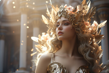 Aphrodite in Greek mythology is the goddess of beauty and love. One of the 12 supreme Olympic gods who live on Olympus, the Greek gods, - obrazy, fototapety, plakaty