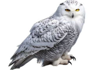 Deurstickers Sneeuwuil Snowy Owl Perched, No Background
