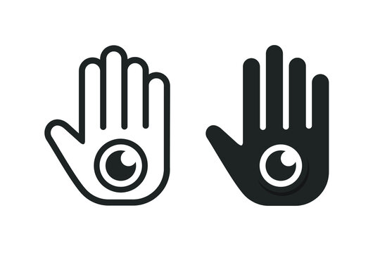Hand with eye icon. Illustration vector