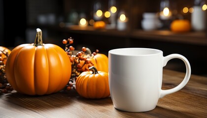 blank white cup and halloween background