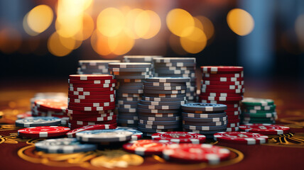 Obraz premium Casino cards roulette, gambling, nightlife, online casino, virtual poker, Texas Hold'em poker, karts gambling games, get lucky, gambling background banner tokens .