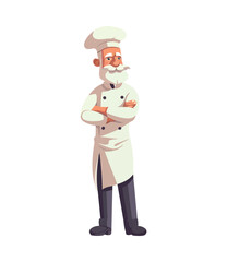 Smiling chef holding gourmet meal, icon
