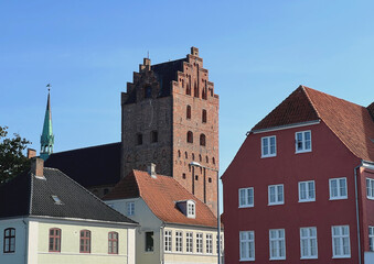 Altstadt von Middelfart mit Kirchturm 