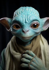 Intriguing Portrait of a Human-Like, Gray Alien in Stylish Attire: Science Fiction Meets Fashion. Generative AI.