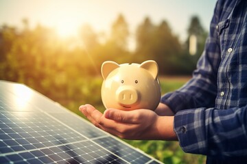 man putting his money in his piggy bank for the future