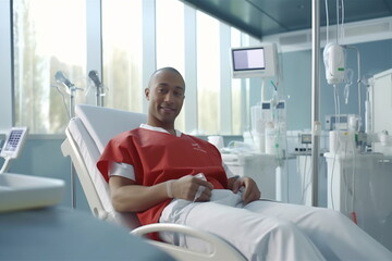 Fototapeta premium Blood donor at donation. Also concept image for World blood donor day - June 14