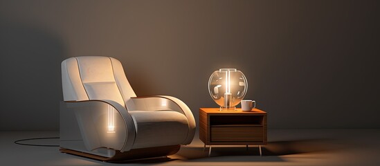 Modern bedroom chair with built-in lamp