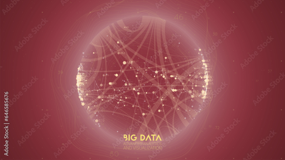 Poster Big data visualization. Futuristic infographic. Information aesthetic design. Visual data complexity. Complex data threads graphic visualization. Abstract data graph.