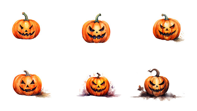 Halloween pumpkins without background. Pumpkin decoration with transparent background. Halloween decoration.