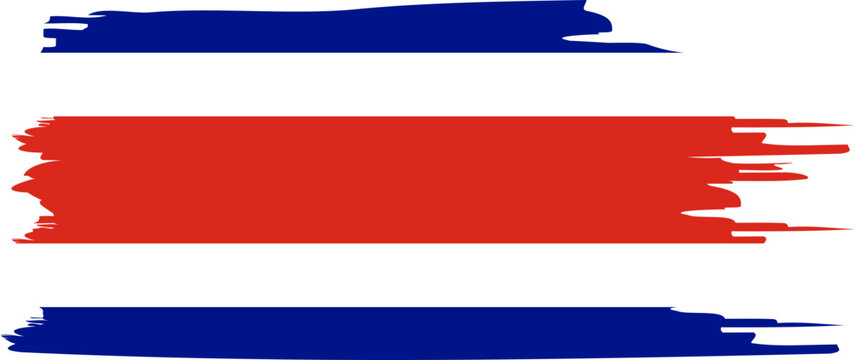 Costa Rica Flag Brush Paint Stroke