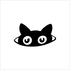 vector illustration of cat head in hole concept