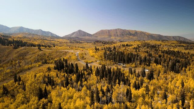 Scenic autumn landscape aerial view at  Mt Nebo loop in Utah.