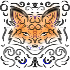 Fox head Talavera Mexican art style