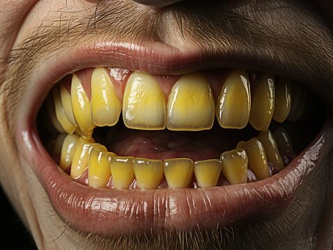 yellow dirty teeth that need to be cleaned. generative AI