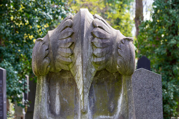 Detail of the Tombstone from the Prague Jewish Cemetery, Czech Republic