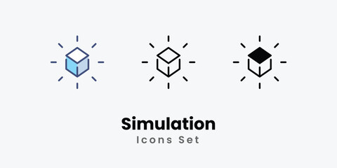 Simulation Icons set stock illustration.