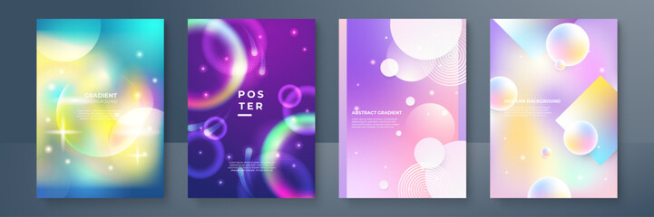 Colorful poster template with pastel vibrant color gradient shapes and blur effects. Smooth gradient collection. Ideal for flyer, social media, banner, placard. Vector illustration