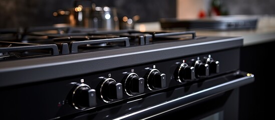 Close-up of a modern black electric stove for cooking in the kitchen.