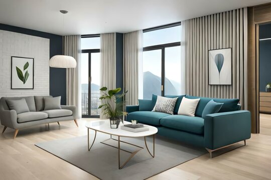 Living room scandinavian style interior design