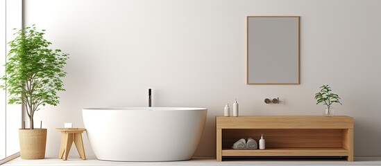 Scandinavian-style minimalist bathroom decor with clean background image and ing.