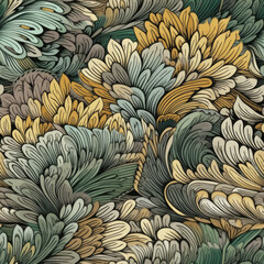 Art noveau with leaves vintage pattern, AI Generated