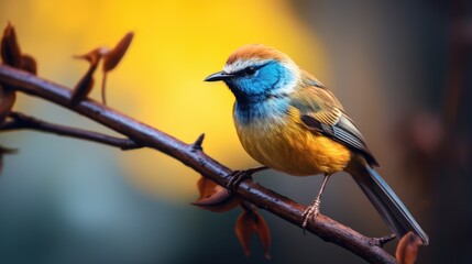 Colorful Bird Perching on Tree Branch in Nature